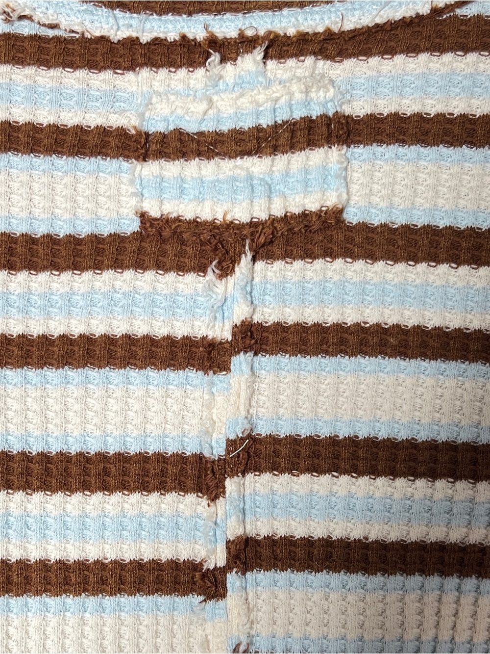 Free People blue and brown striped waffle knit sweater top size small S B139 - Picture 2 of 6